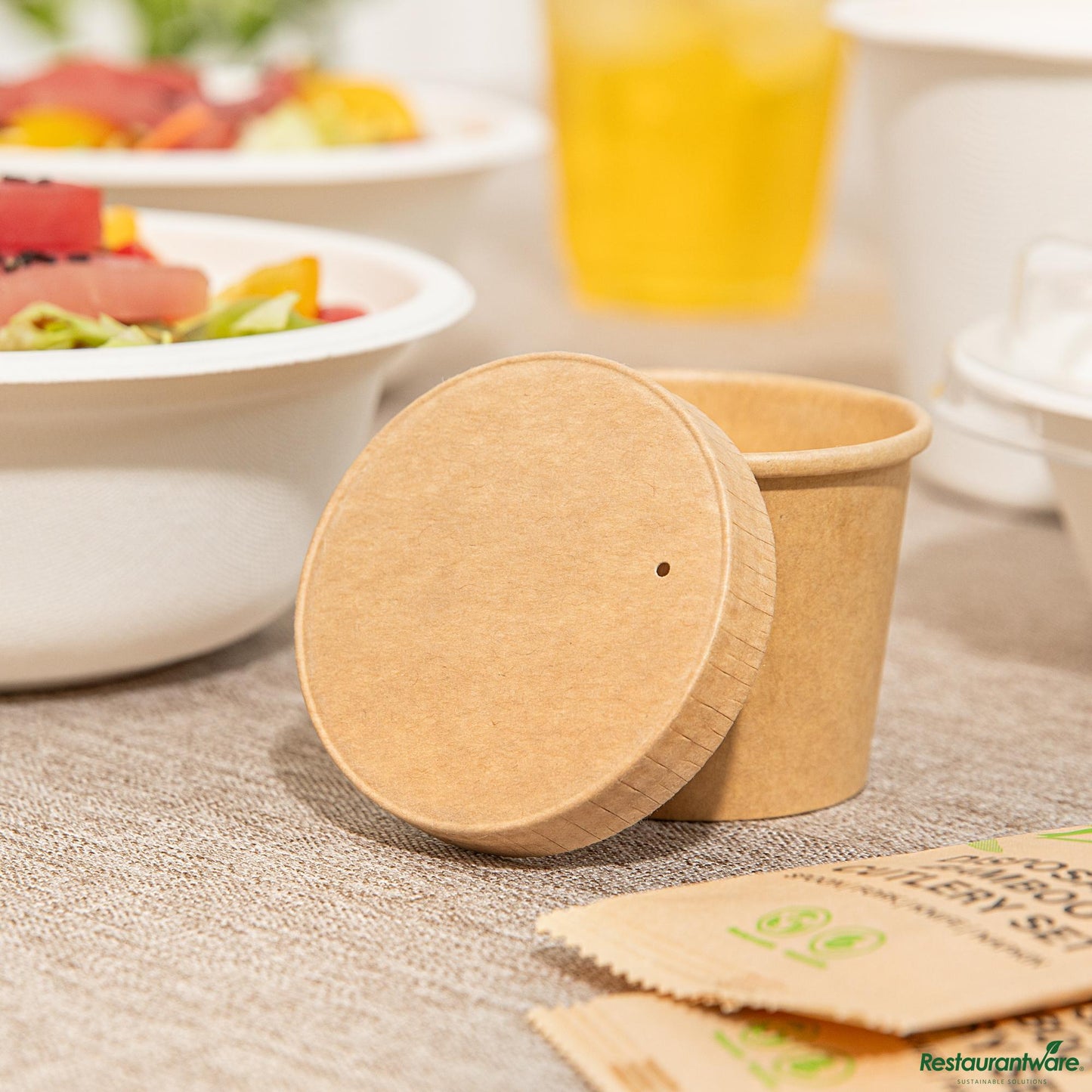 Wholesale Restaurantware Round Kraft Poly-Coated Paper Lid - Fits 1 to 4 Oz Portion Cups - 2.6"×2.6"×0.5"- Bulk