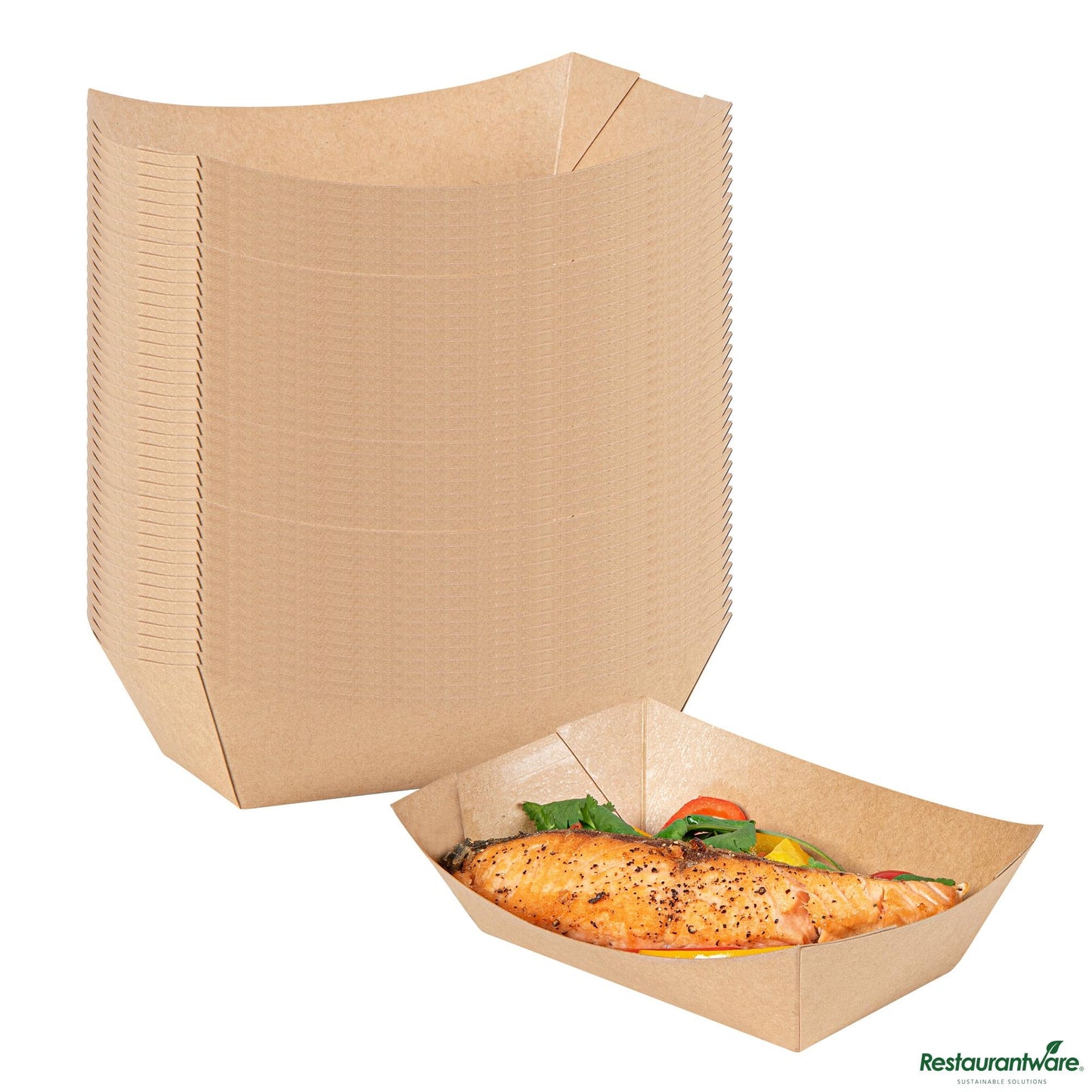 Wholesale Restaurantware 1 1/2 Lb Kraft Paper #300 Food Tray / Boat - 7.5"×5.7"×2.1"- Bulk