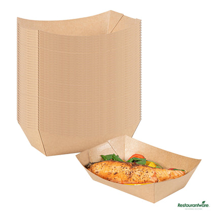 Wholesale Restaurantware 1 1/2 Lb Kraft Paper #300 Food Tray / Boat - 7.5"×5.7"×2.1"- Bulk