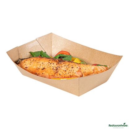 Wholesale Restaurantware 1 1/2 Lb Kraft Paper #300 Food Tray / Boat - 7.5"×5.7"×2.1"- Bulk