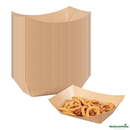 Wholesale Restaurantware 2 1/2 Lb Kraft Paper #1000 Food Tray / Boat - 9.3"×7.1"×2.9"- Bulk