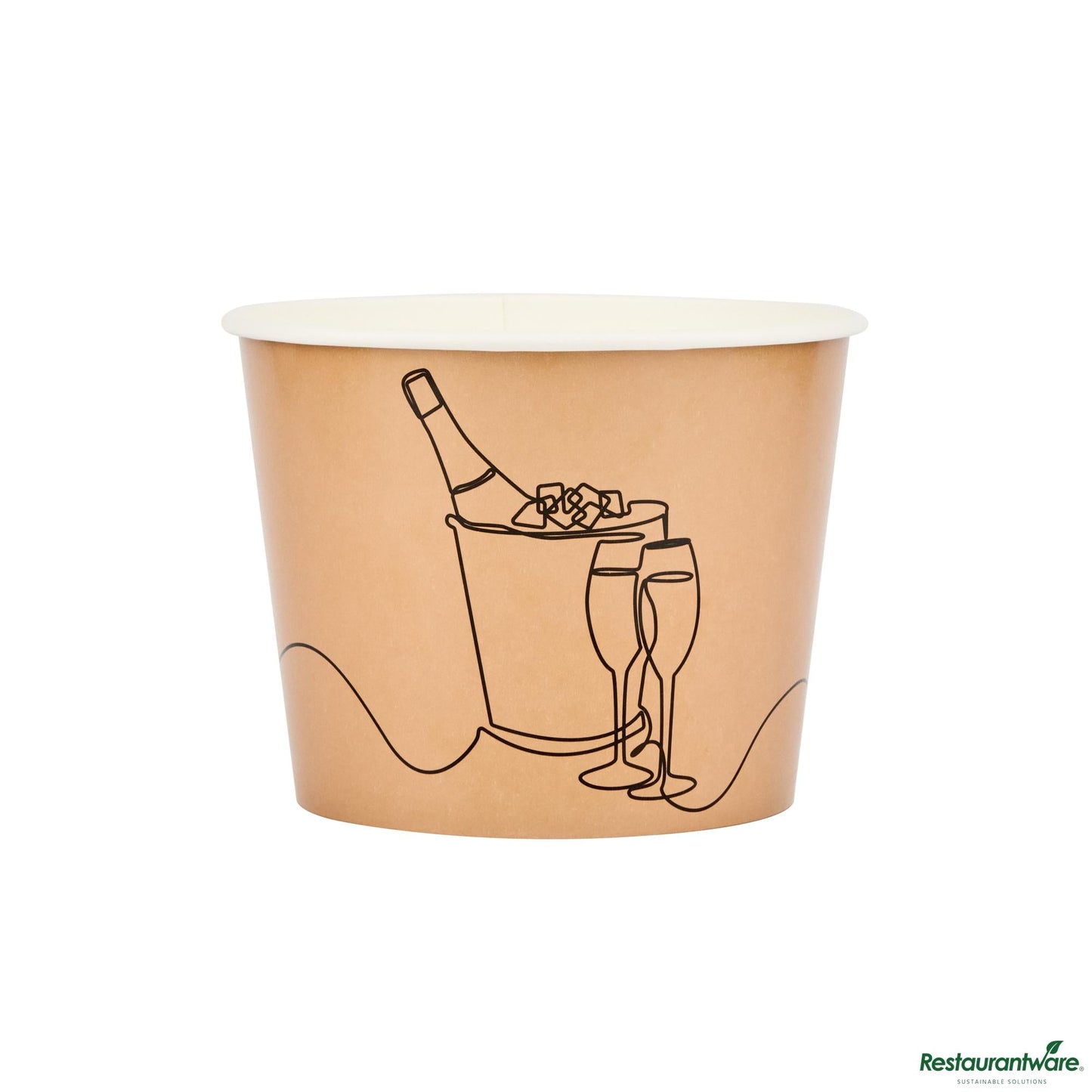 Wholesale Restaurantware 5 Lb Kraft Disposable Paper Ice Bucket - Wide Mouth - 7.5" X 7.5" X 5.8"- Bulk