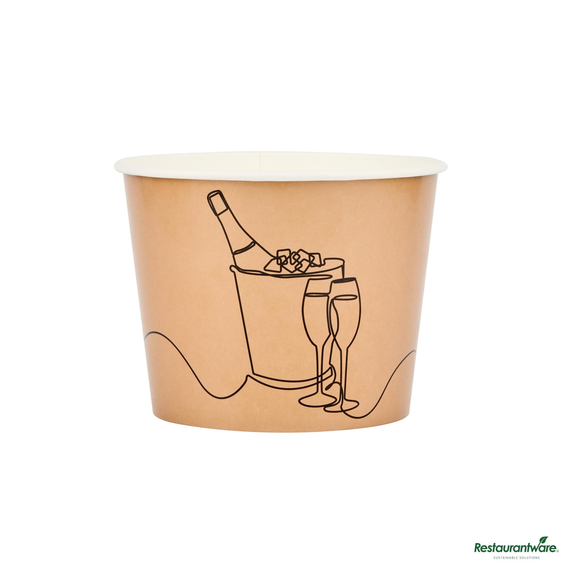 Wholesale Restaurantware 5 Lb Kraft Disposable Paper Ice Bucket - Wide Mouth - 7.5" X 7.5" X 5.8"- Bulk