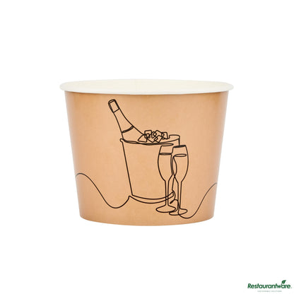 Wholesale Restaurantware 5 Lb Kraft Disposable Paper Ice Bucket - Wide Mouth - 7.5" X 7.5" X 5.8"- Bulk