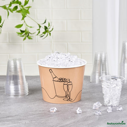 Wholesale Restaurantware 5 Lb Kraft Disposable Paper Ice Bucket - Wide Mouth - 7.5" X 7.5" X 5.8"- Bulk