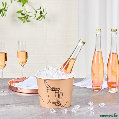 Wholesale Restaurantware 5 Lb Kraft Disposable Paper Ice Bucket - Wide Mouth - 7.5" X 7.5" X 5.8"- Bulk