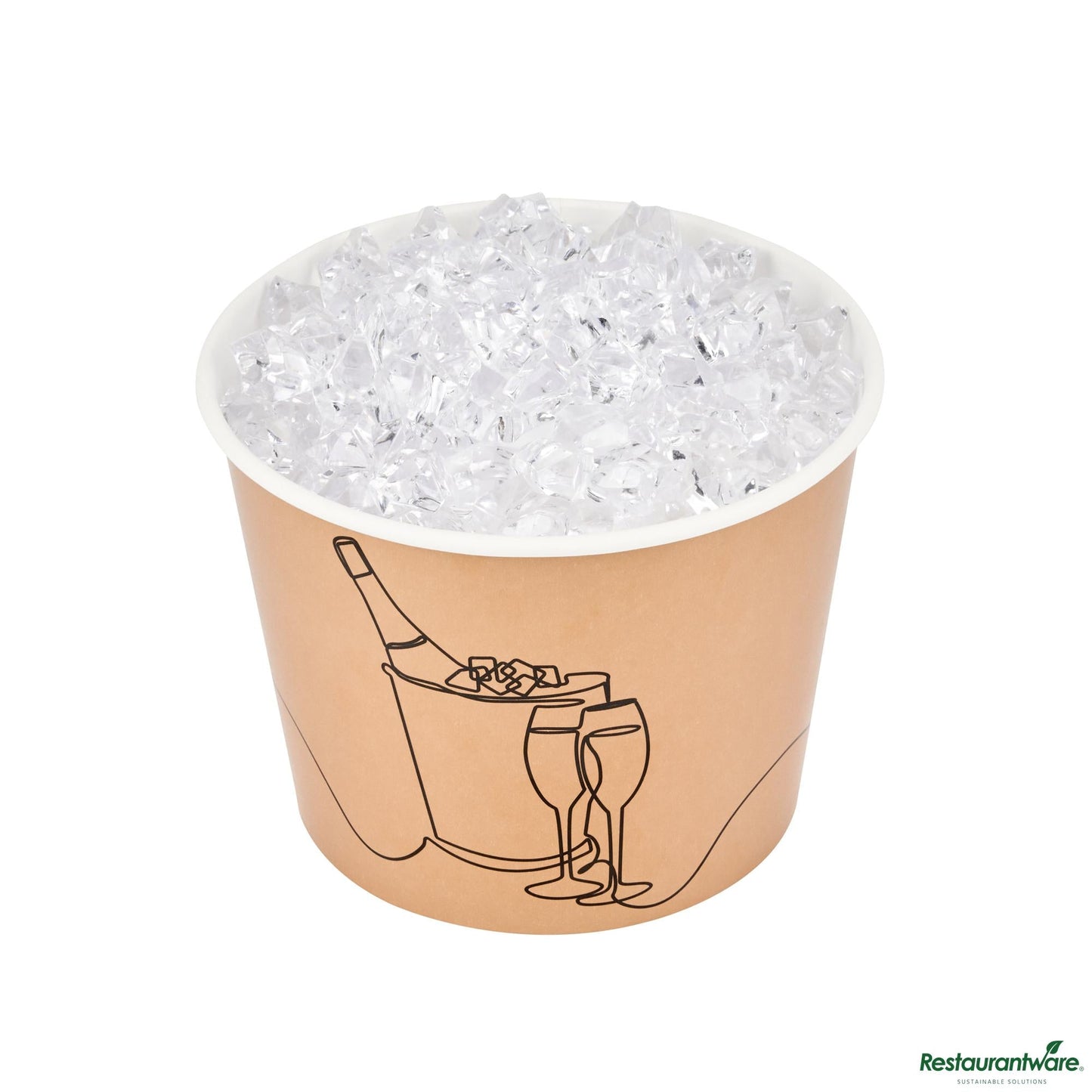 Wholesale Restaurantware 5 Lb Kraft Disposable Paper Ice Bucket - Wide Mouth - 7.5" X 7.5" X 5.8"- Bulk