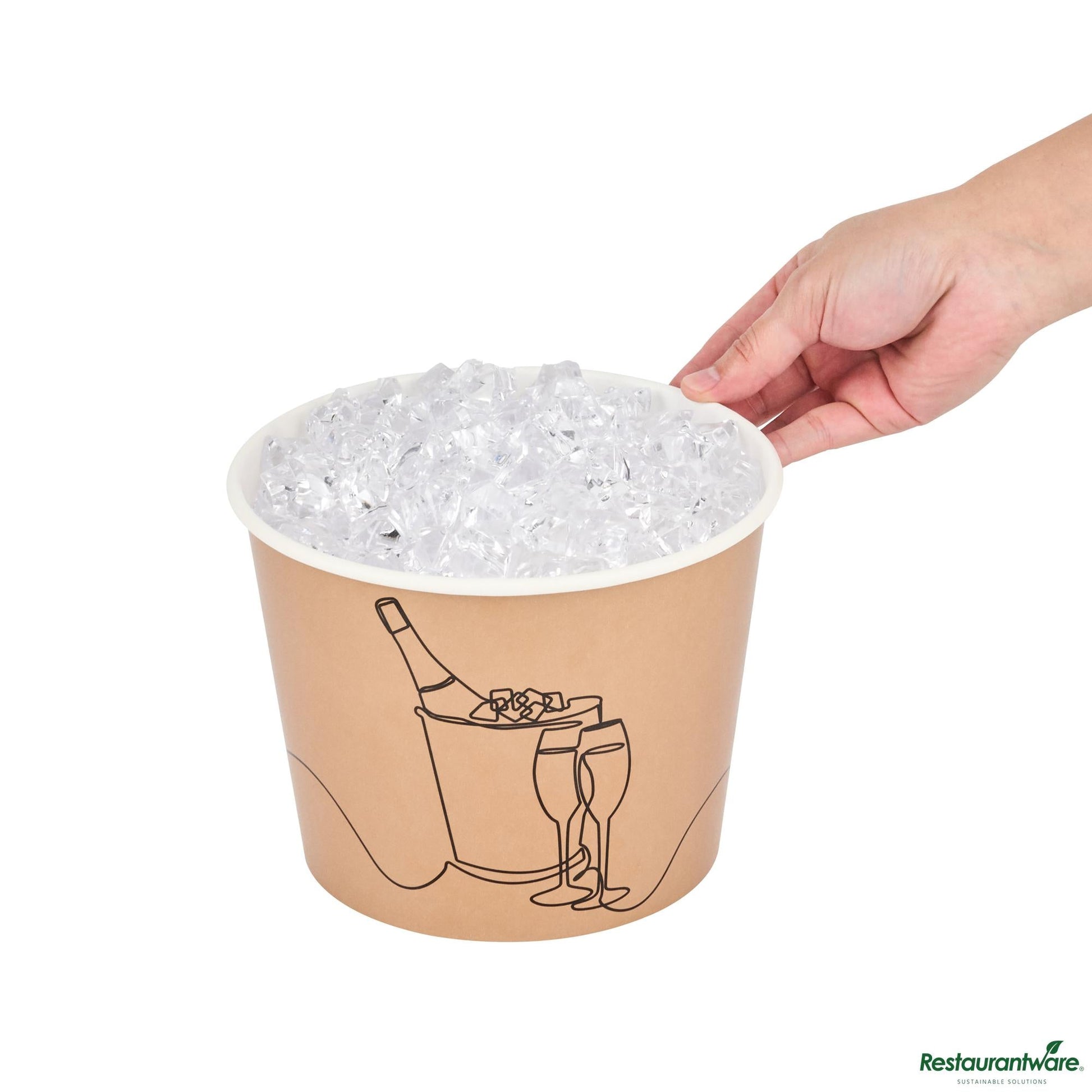 Wholesale Restaurantware 5 Lb Kraft Disposable Paper Ice Bucket - Wide Mouth - 7.5" X 7.5" X 5.8"- Bulk