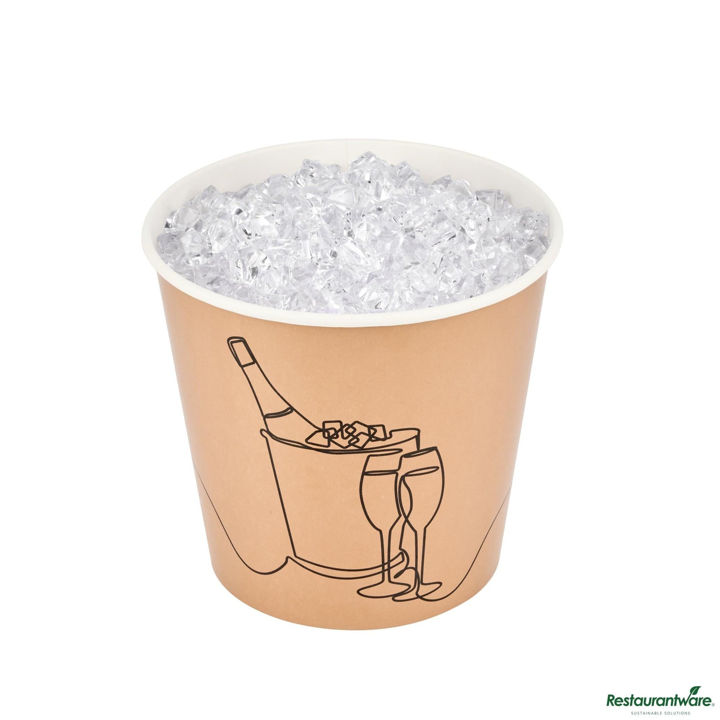 Wholesale Restaurantware 10 Lb Kraft Disposable Paper Ice Bucket - Wide Mouth - 8.7" X 8.7" X 8.2"- Bulk