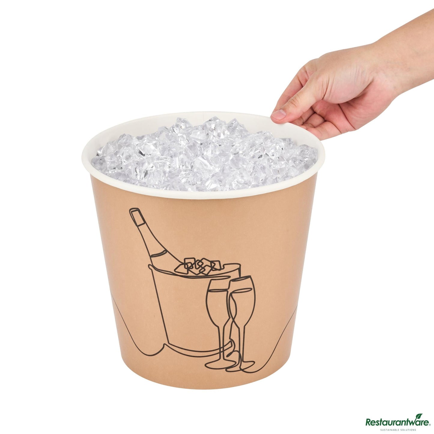 Wholesale Restaurantware 10 Lb Kraft Disposable Paper Ice Bucket - Wide Mouth - 8.7" X 8.7" X 8.2"- Bulk