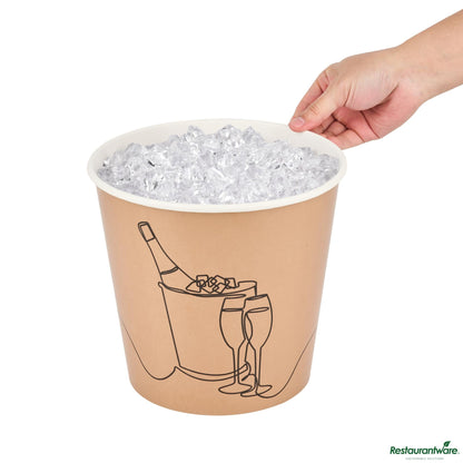 Wholesale Restaurantware 10 Lb Kraft Disposable Paper Ice Bucket - Wide Mouth - 8.7" X 8.7" X 8.2"- Bulk