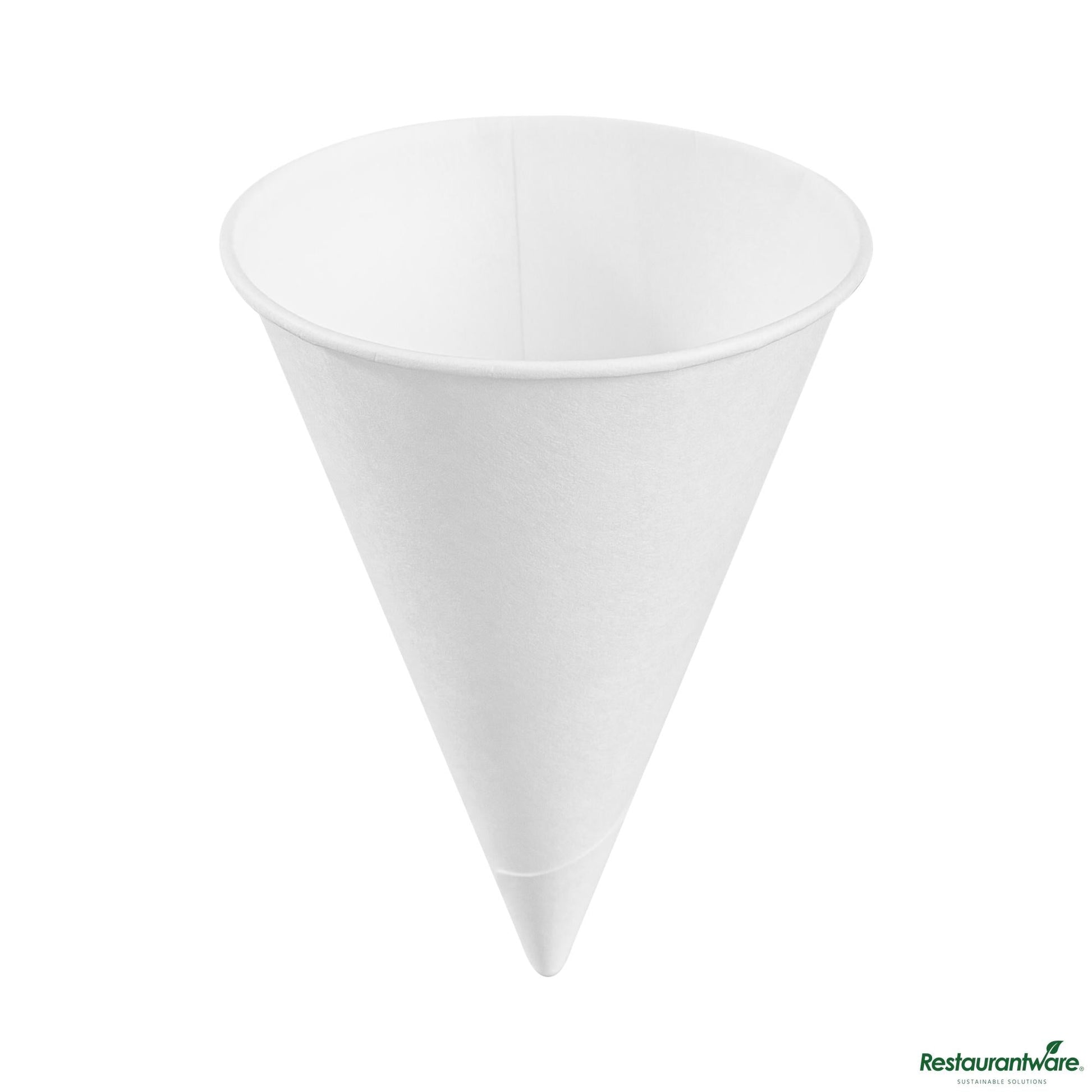 Wholesale Restaurantware 4 Oz White Paper Cone Cup - Home Compostable, Biodegradable - 2.7"×2.7"×3.4"- Bulk