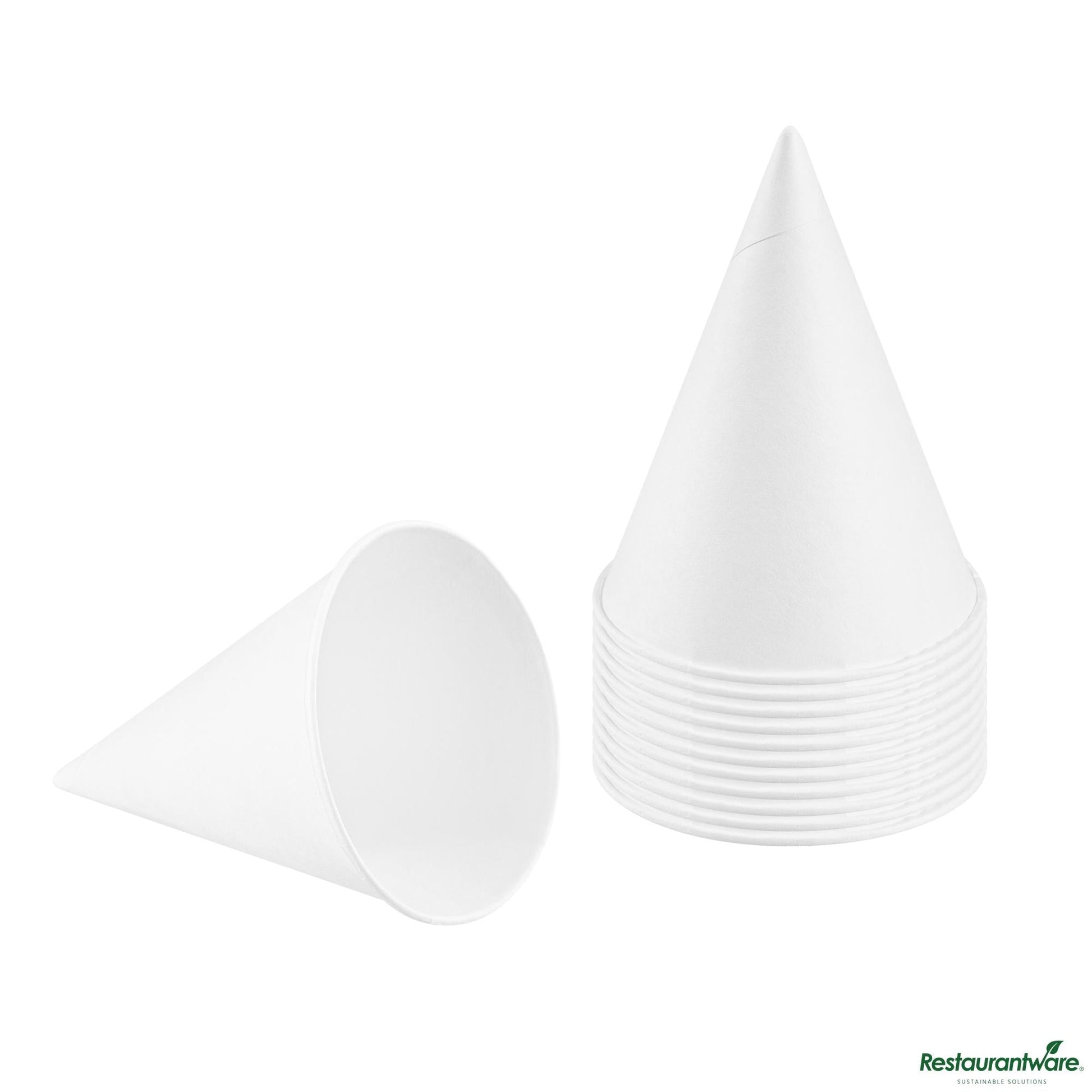 Wholesale Restaurantware 4 Oz White Paper Cone Cup - Home Compostable, Biodegradable - 2.7"×2.7"×3.4"- Bulk