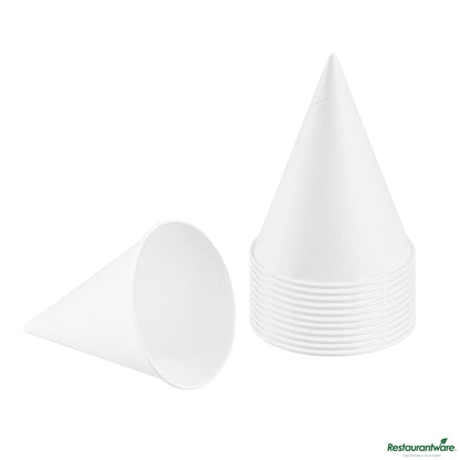 Wholesale Restaurantware 4 Oz White Paper Cone Cup - Home Compostable, Biodegradable - 2.7"×2.7"×3.4"- Bulk