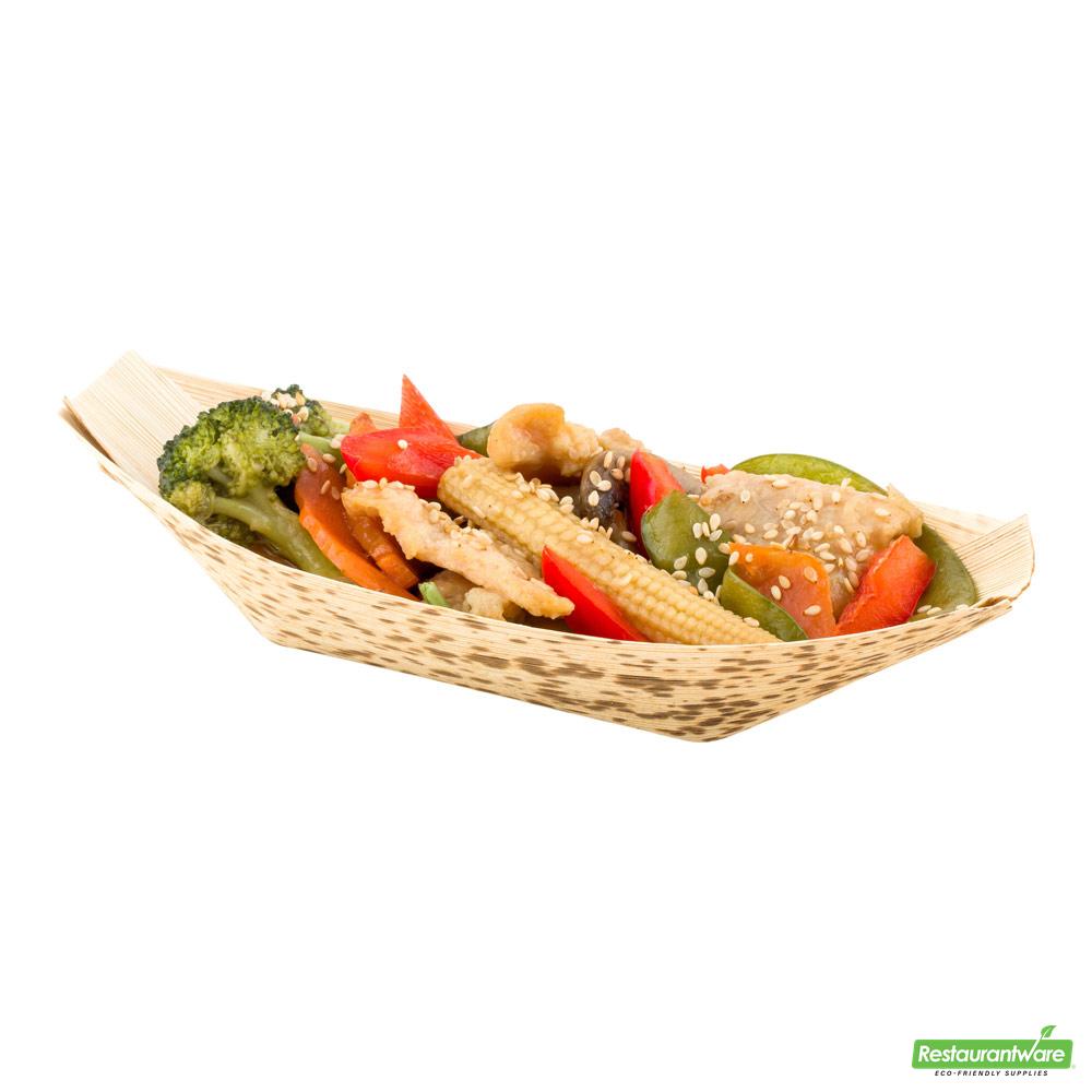 Wholesale Restaurantware Tray Bmboo Boat 7.25" Ntrl- Bulk