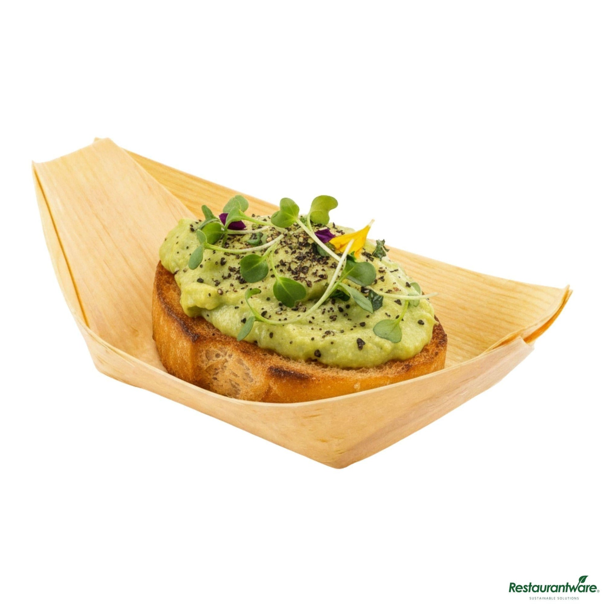 Wholesale Restaurantware Tray Pinewood Boat 3.5" Ntrl- Bulk