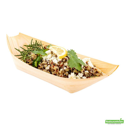 Wholesale Restaurantware Tray Pinewood Boat 8.75" Ntrl- Bulk