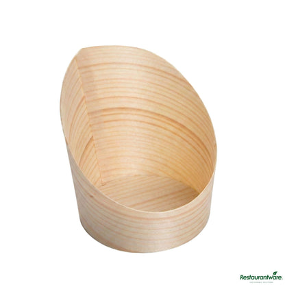 Wholesale Restaurantware 4 Oz Round Natural Wood Mini Incline Cup - 2 1/2" X 2 1/2" X 2 3/4"- Bulk