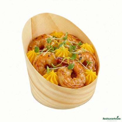 Wholesale Restaurantware 7 Oz Round Natural Wood Medium Incline Cup - 3 1/4" X 3 1/4" X 3 1/2"- Bulk