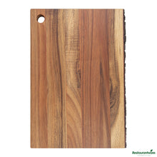 Wholesale Restaurantware Rectangle Natural Acacia Serving Board - Varnished, Bark Edges - 12" X 8" X 3/4"- Bulk