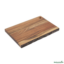 Wholesale Restaurantware Rectangle Natural Acacia Serving Board - Varnished, Bark Edges - 12" X 8" X 3/4"- Bulk