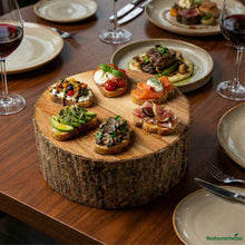 Wholesale Restaurantware Round Natural Acacia Large Riser - Varnished, Bark Edges - 10" X 10" X 5"- Bulk