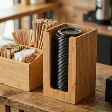 Wholesale Restaurantware Restpresso Natural Bamboo Coffee Cup / Lid / Cocktail Napkin Organizer - 4 1/2" X 4 1/2" X 8"- Bulk