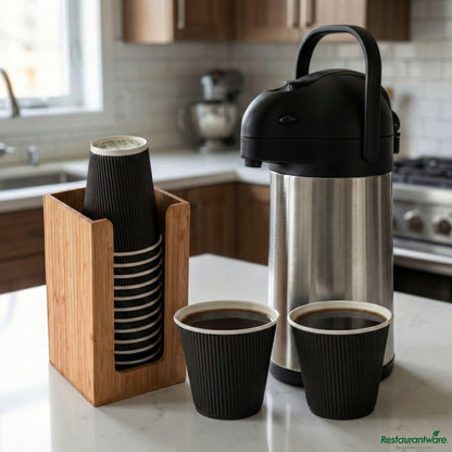 Wholesale Restaurantware Restpresso Natural Bamboo Coffee Cup / Lid / Cocktail Napkin Organizer - 4 1/2" X 4 1/2" X 8"- Bulk