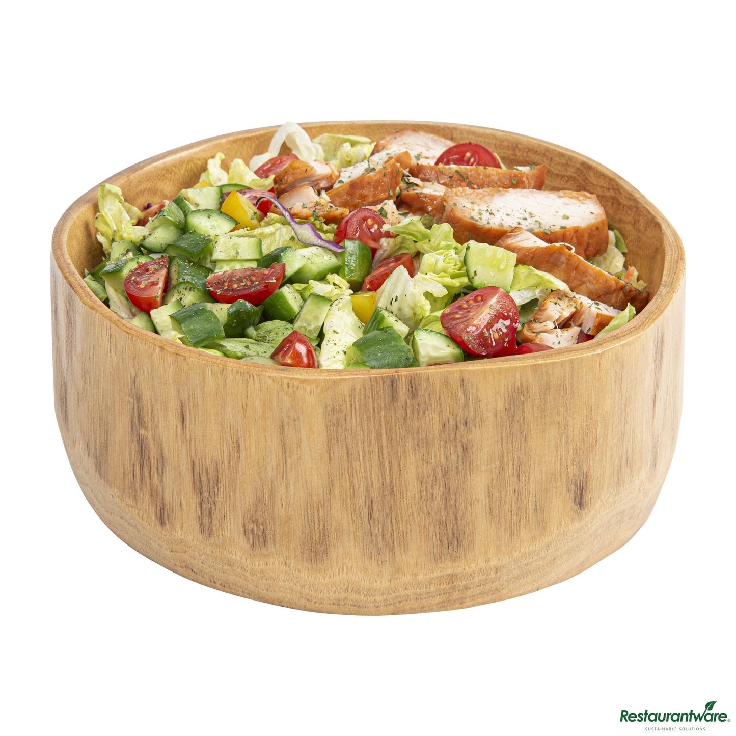 Wholesale Restaurantware Nature Tek 64 Oz Round Natural Wood Serving Bowl - 9 1/4" X 8 1/4" X 3 1/2"- Bulk