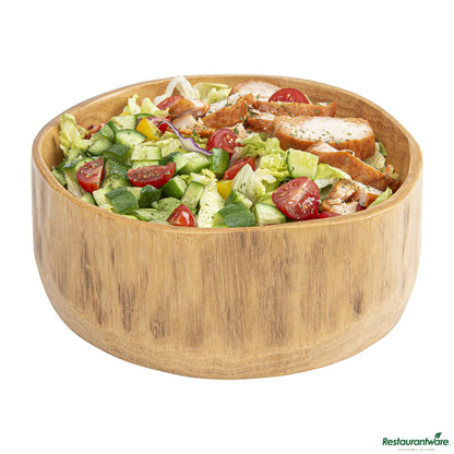 Wholesale Restaurantware Nature Tek 64 Oz Round Natural Wood Serving Bowl - 9 1/4" X 8 1/4" X 3 1/2"- Bulk