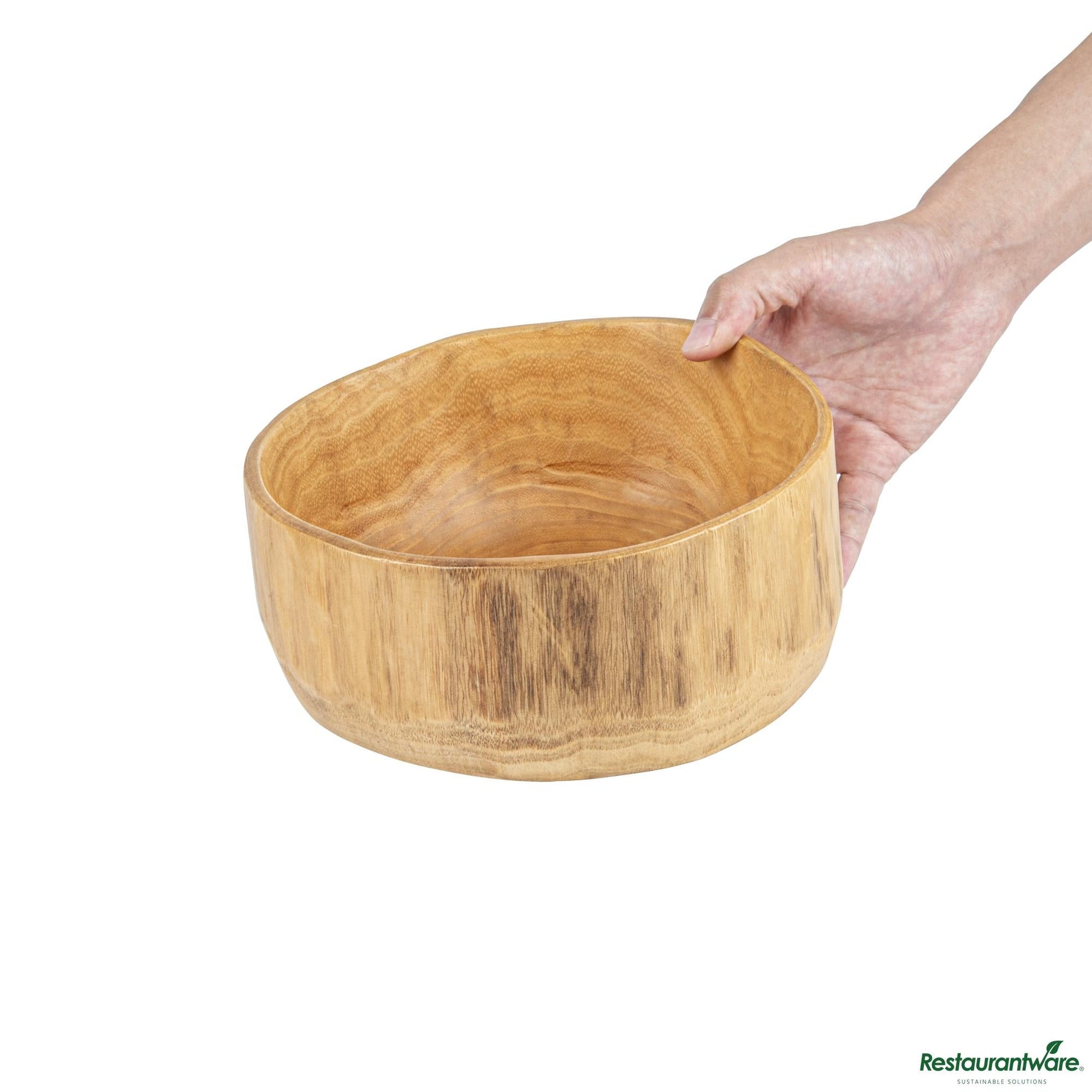 Wholesale Restaurantware Nature Tek 64 Oz Round Natural Wood Serving Bowl - 9 1/4" X 8 1/4" X 3 1/2"- Bulk