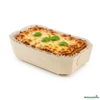 Wholesale Restaurantware Taipei Poplar Baking / Serving Container - with Paper Liner - 7 1/4" X 4 1/2" X 2 1/4"- Bulk