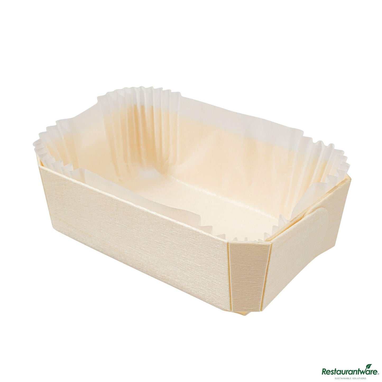 Wholesale Restaurantware Taipei Poplar Baking / Serving Container - with Paper Liner - 5 1/2" X 3 1/2" X 1 3/4"- Bulk
