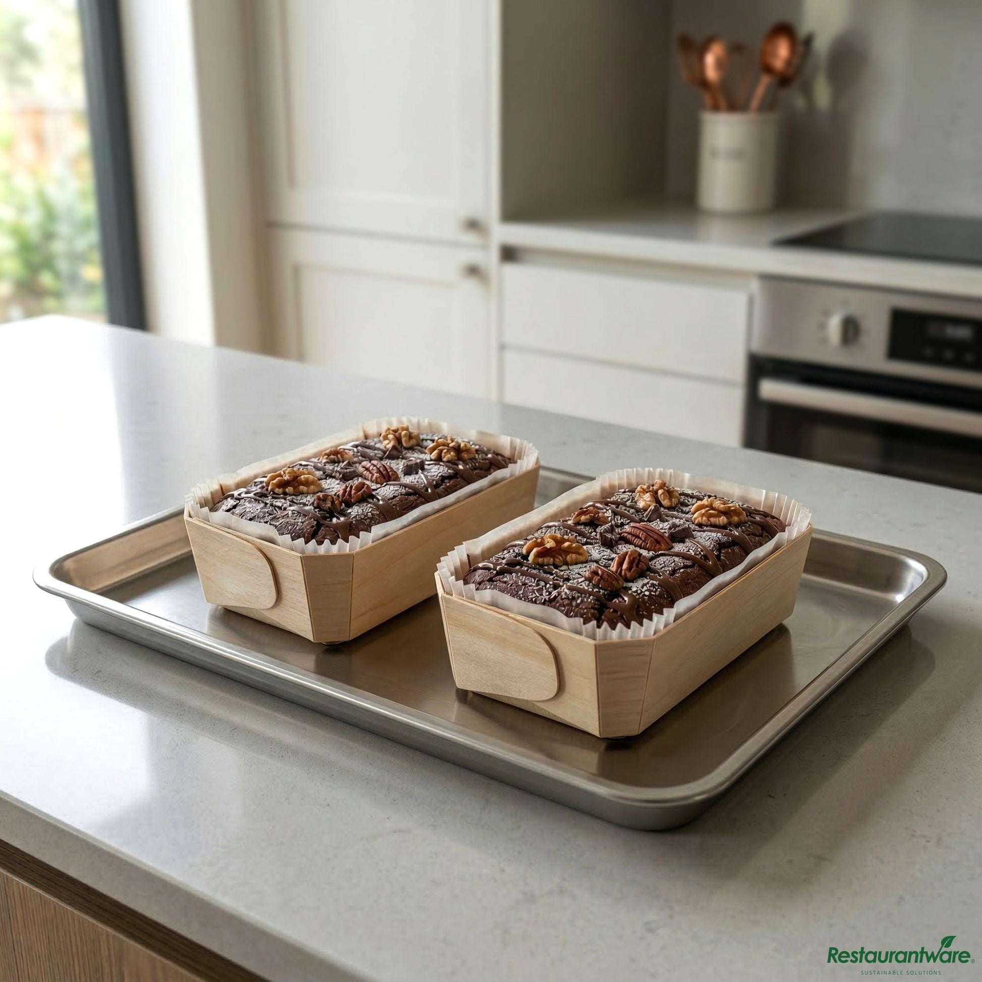 Wholesale Restaurantware Taipei Poplar Baking / Serving Container - with Paper Liner - 5 1/2" X 3 1/2" X 1 3/4"- Bulk