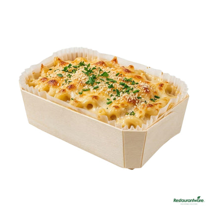 Wholesale Restaurantware Taipei Poplar Baking / Serving Container - with Paper Liner - 5 1/2" X 3 1/2" X 1 3/4"- Bulk