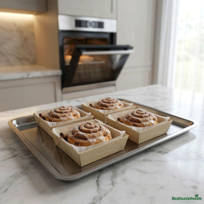 Wholesale Restaurantware Taipei Poplar Baking / Serving Container - with Paper Liner - 2 3/4" X 2 3/4" X 3/4"- Bulk