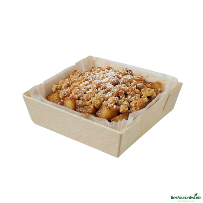 Wholesale Restaurantware Taipei Poplar Baking / Serving Container - with Paper Liner - 2 3/4" X 2 3/4" X 3/4"- Bulk