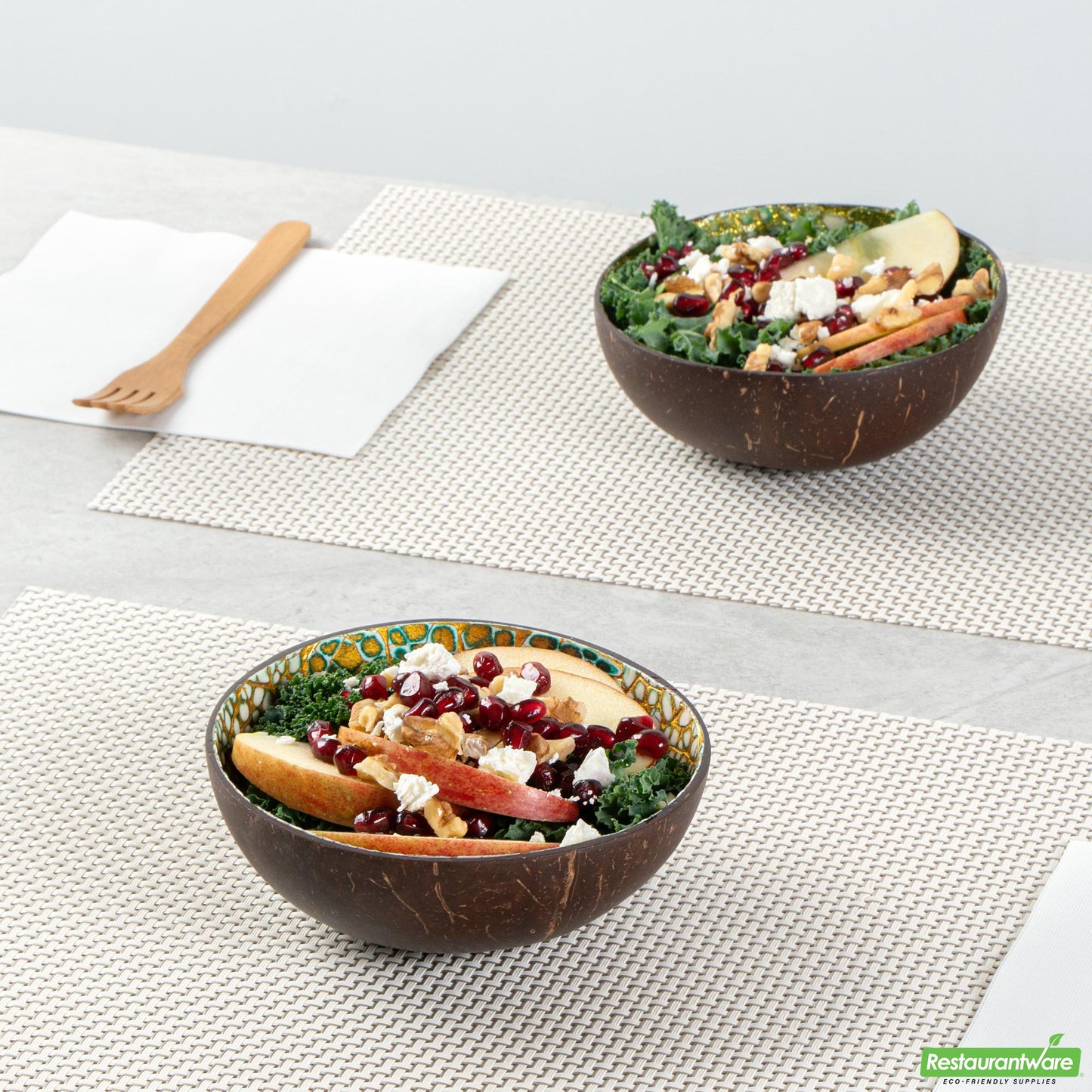 Wholesale Restaurantware 16 Oz Green Coconut Handmade Eggshell Coconut Bowl - 5.9" X 5.9" X 2.4"- Bulk
