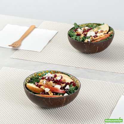 Wholesale Restaurantware 16 Oz Green Coconut Handmade Eggshell Coconut Bowl - 5.9" X 5.9" X 2.4"- Bulk