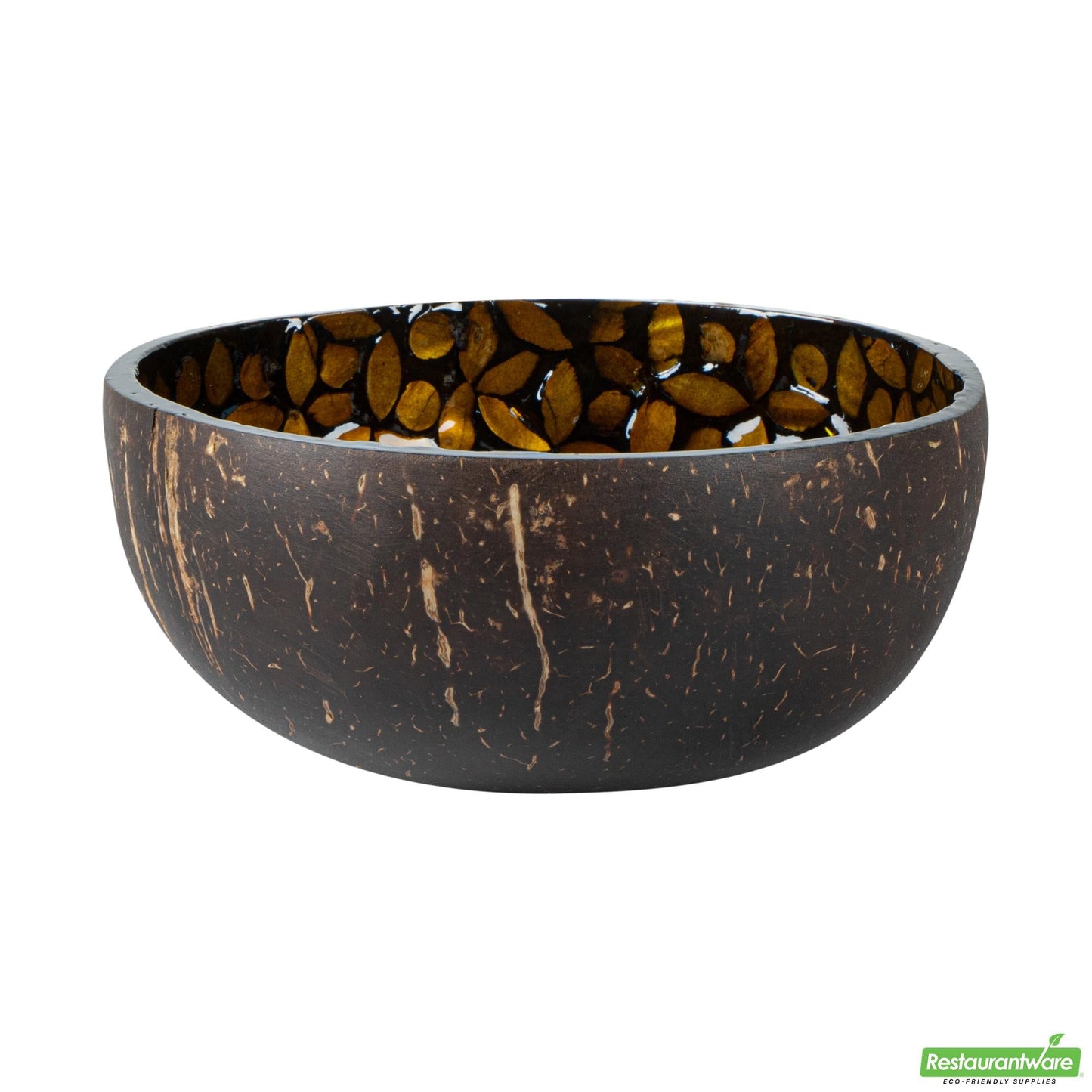 Wholesale Restaurantware 16 Oz Yellow Handmade Flower Coconut Bowl - 5.9" X 5.9" X 2.4"- Bulk