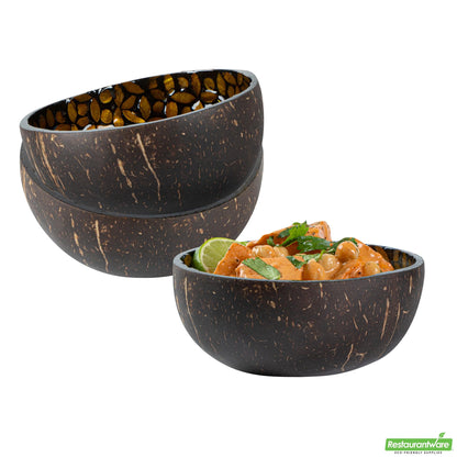 Wholesale Restaurantware 16 Oz Yellow Handmade Flower Coconut Bowl - 5.9" X 5.9" X 2.4"- Bulk