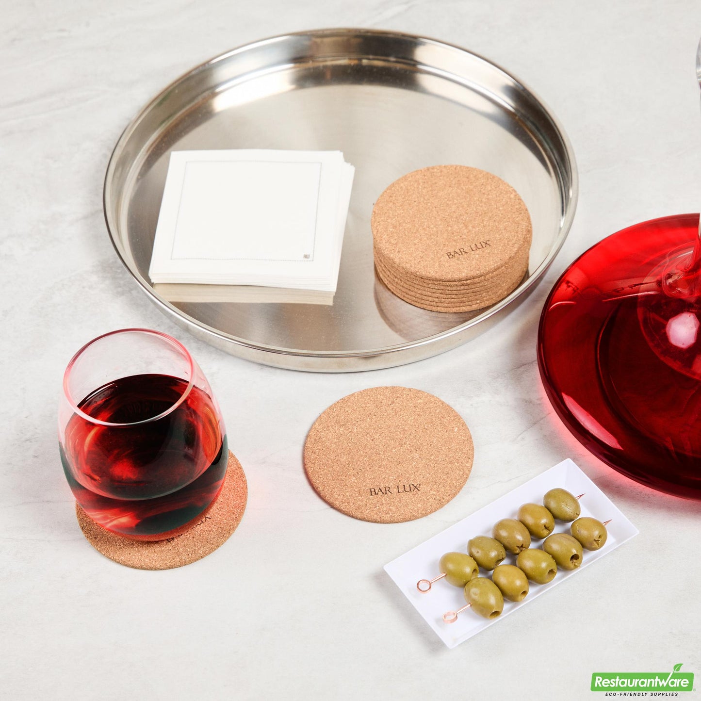 Wholesale Restaurantware Bar Lux Round Cork Coaster - 4" - 100 Count Box- Bulk