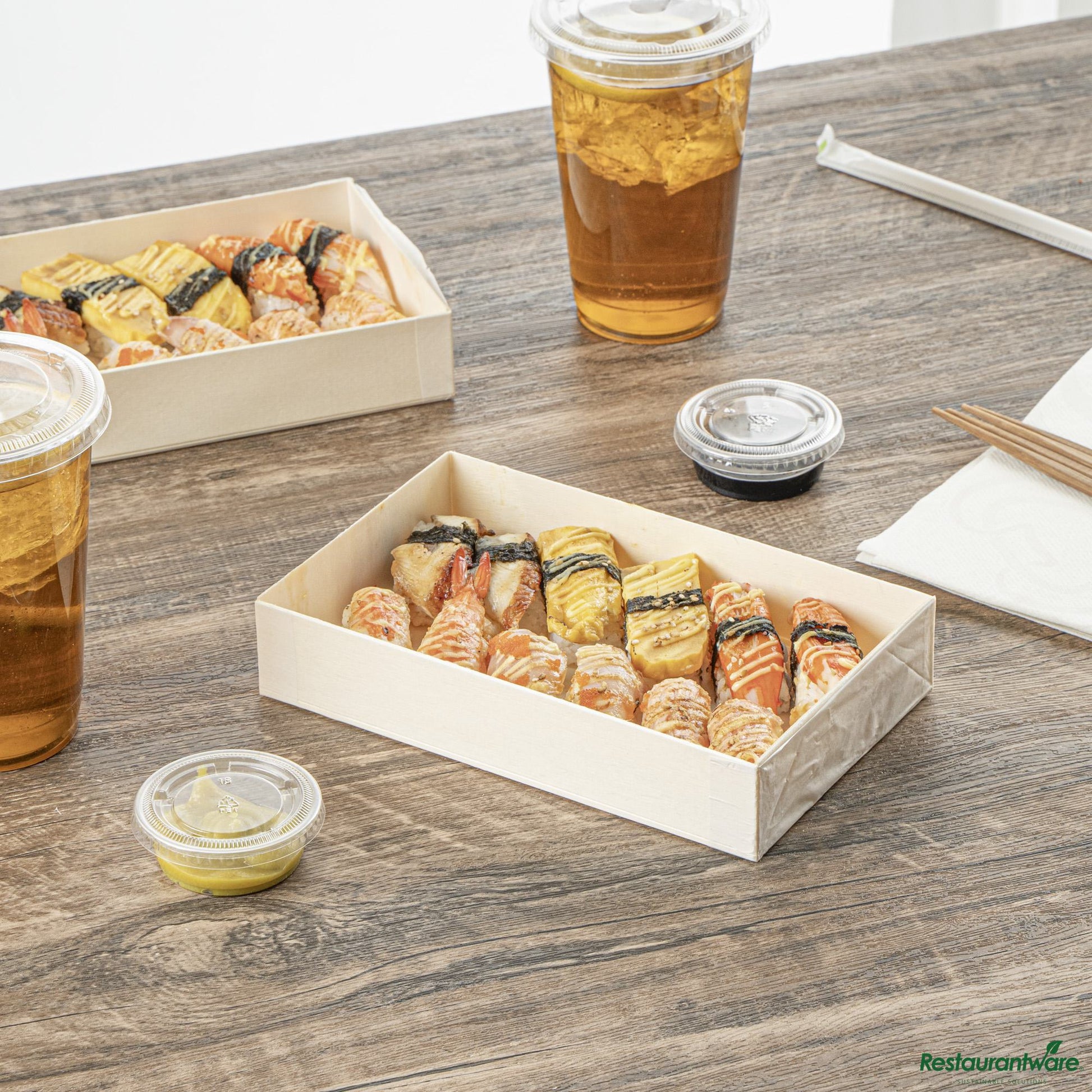 Wholesale Restaurantware 31 Oz Rectangle Natural Poplar Bento Box - 8" X 4.8" X 1.5"- Bulk