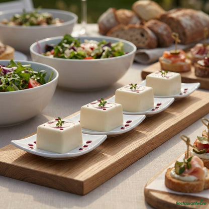 Restaurantware Square White Porcelain Mini Volare Dish - 3" X 3" X 1/2"