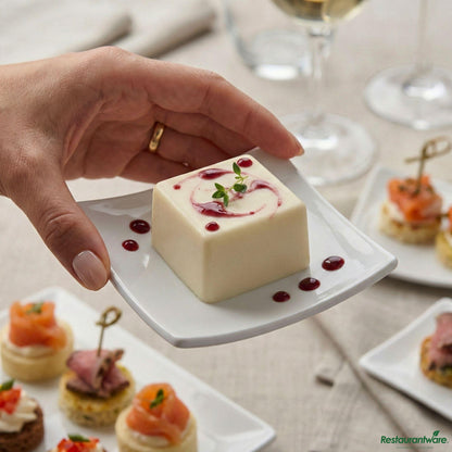 Restaurantware Square White Porcelain Mini Volare Dish - 3" X 3" X 1/2"