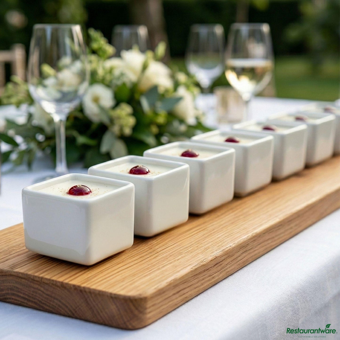 Wholesale Restaurantware 1 Oz Square White Porcelain Mini Quadrato Dish - 1 1/2" X 1 1/2" X 1 1/4"- Bulk