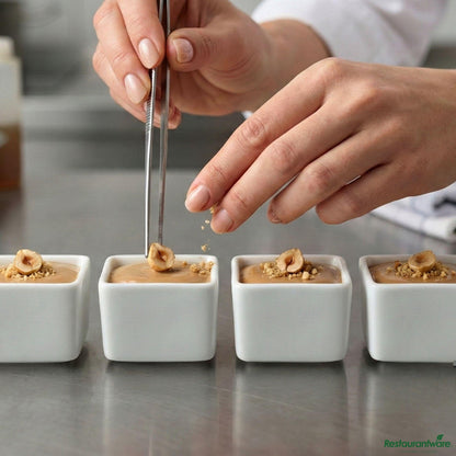 Wholesale Restaurantware 1 Oz Square White Porcelain Mini Quadrato Dish - 1 1/2" X 1 1/2" X 1 1/4"- Bulk