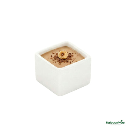 Wholesale Restaurantware 1 Oz Square White Porcelain Mini Quadrato Dish - 1 1/2" X 1 1/2" X 1 1/4"- Bulk