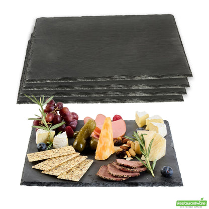 Wholesale Restaurantware Stone Tek Square Black Slate Serving Tray - 12" X 12" - 4 Count Box - 12" X 12" X 0.2"- Bulk
