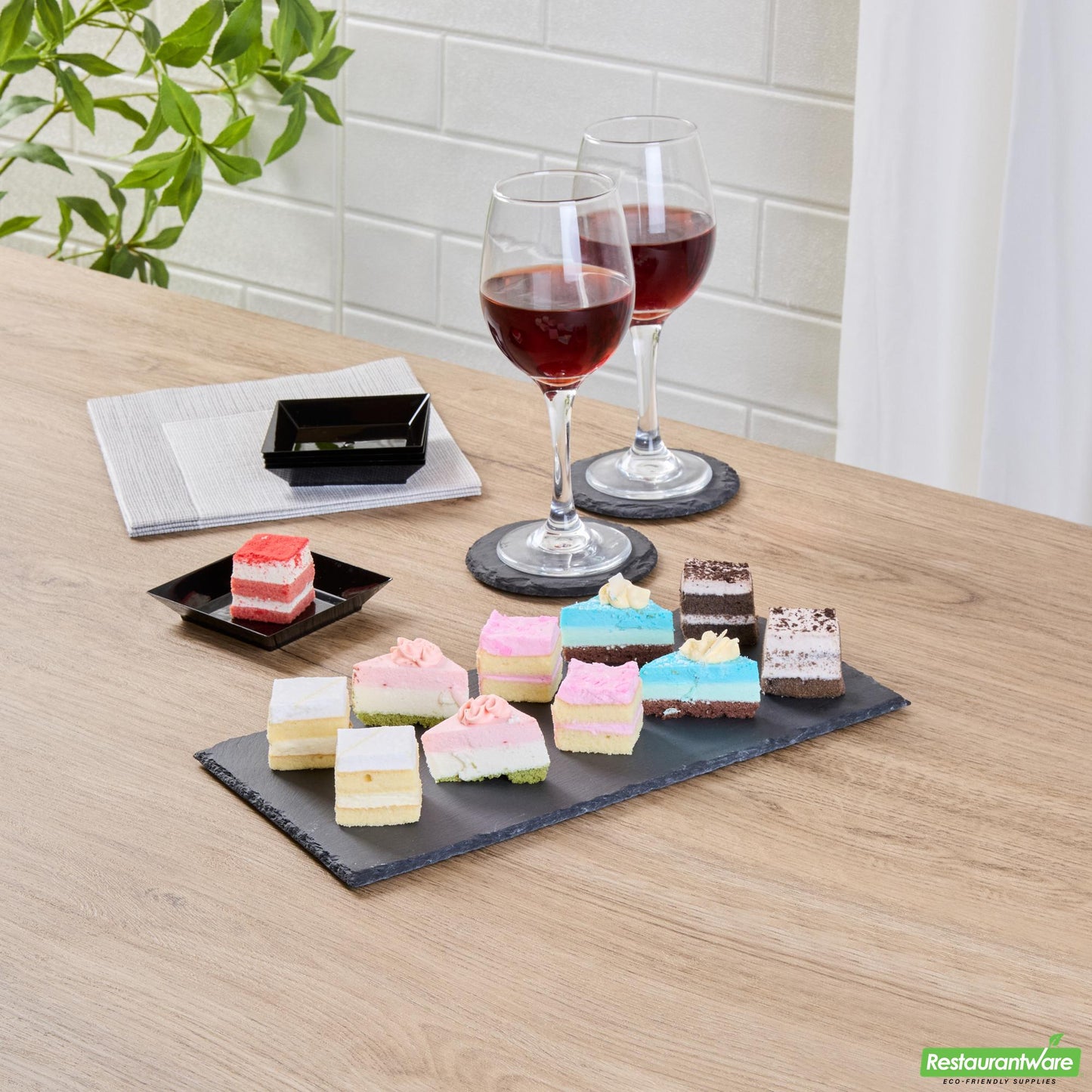 Wholesale Restaurantware Rectangle Black Slate Serving Tray - 11.8" X 5.9" X 0.2"- Bulk